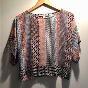 Dolman Sleeved, Multicolored Patterned Top